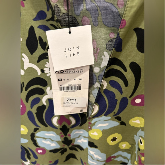 Zara | Green Floral Midi Dress - Picture 7 of 8